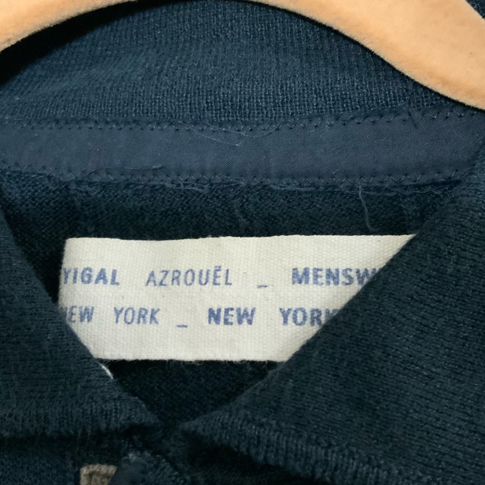 Yigal Azrouel Navy Linen Cotton Blend Navy Polo Snap Buttons sz L - Picture 8 of 8